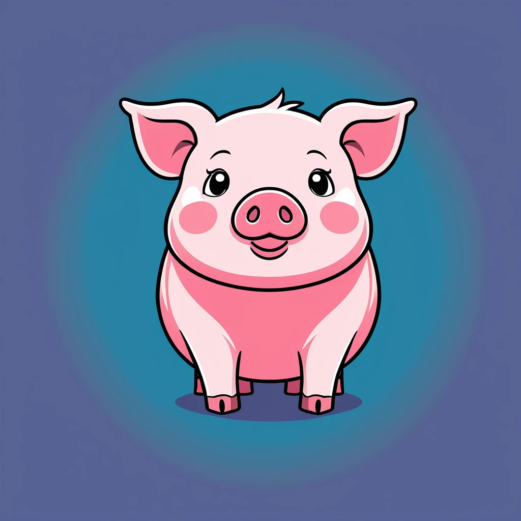 cute pig, illustration, vector graphics, strong contours