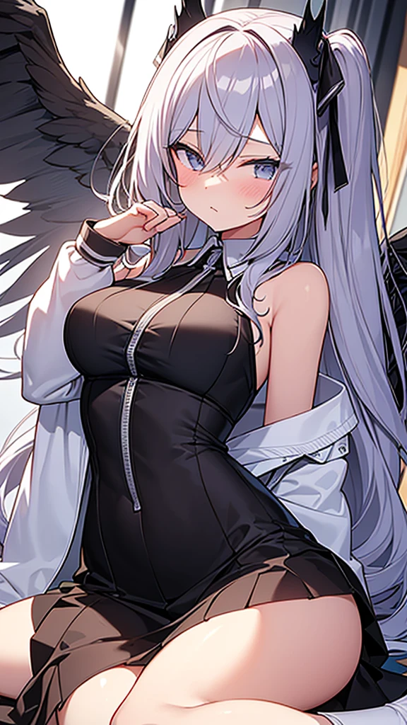 White haired wolf girl without underwear tattooed 