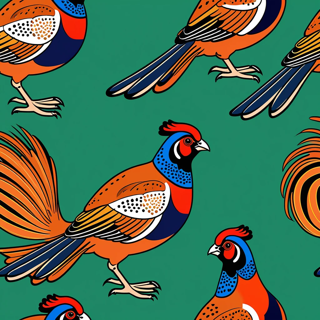 cute pheasant, illustration, vector graphics, strong contours