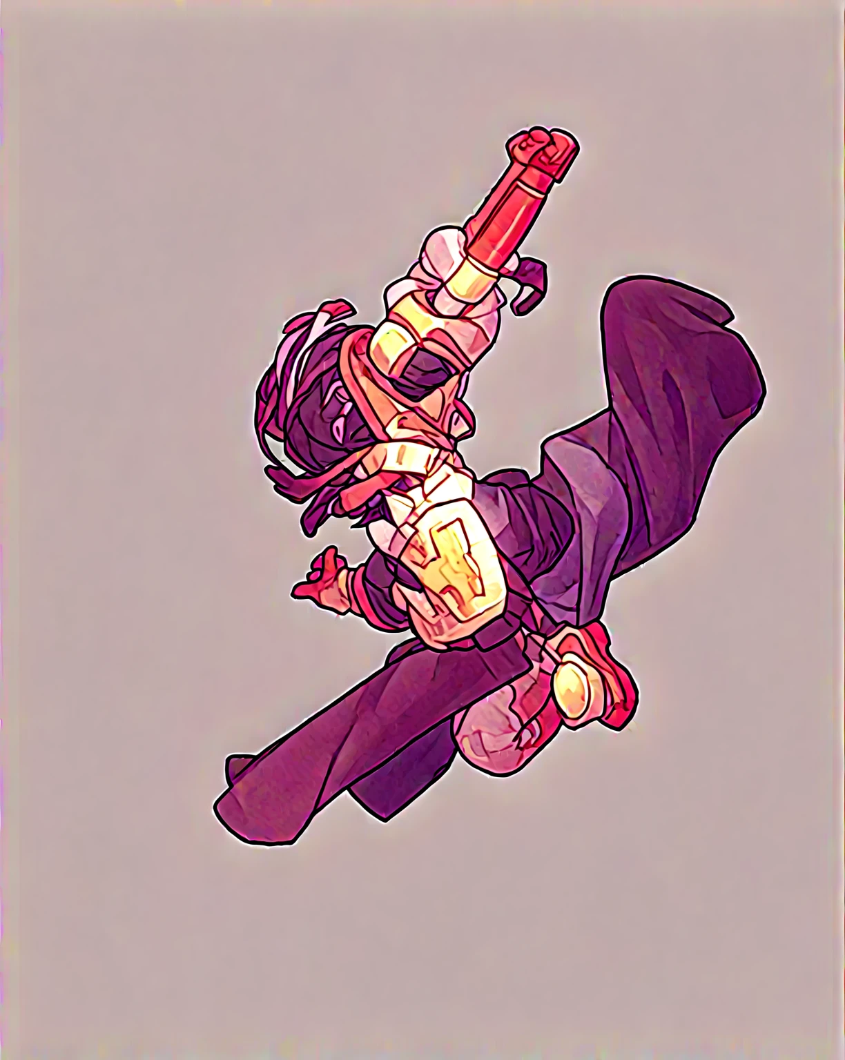 1in kinu-sensei artstyle, Kinu Nishimura style, muted pastel colors, 1boy, solo, hardboiled, reploid, In this detailed image, we see a Reploid character from the "Mega Man X" series, specifically with the design from "Mega Man X8." The Reploid features a futuristic and functional design, incorporating a blend of military and utilitarian aesthetics. The character is depicted in a full-body armor suit predominantly colored in vibrant greens, with contrasting red and white accents, kinu-sensei artstyle,