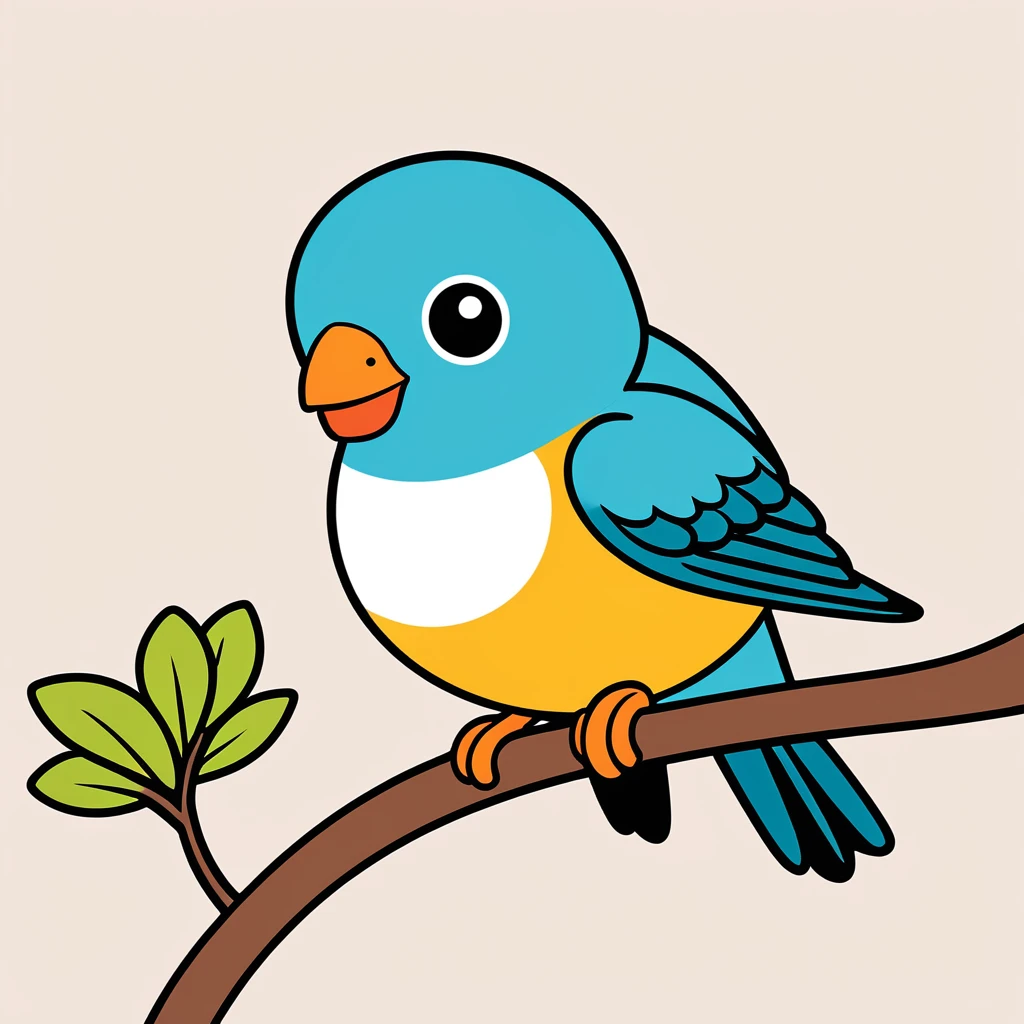 cute perch, illustration, vector graphics, strong contours