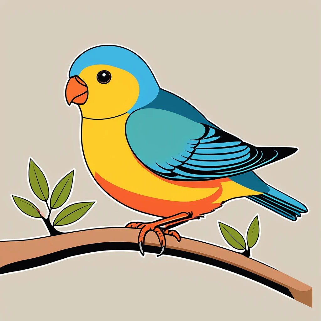 cute perch, illustration, vector graphics, strong contours