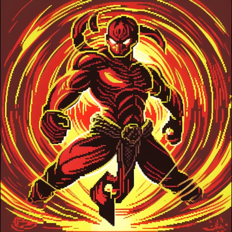 pixel art,masterpiece,1warrior silhouette,glowing,provocative gesture