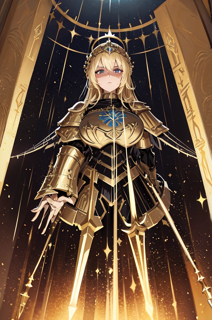 броня Paladinа, Warhammer Emperium Style, Adeptus Custodes Centurion, heavy armor, Heavy armor, Paladin, Fantasy art of Warhammer, a spear, Эпическая броня Paladinа, heavy armor. Dramatic, woman, Big Shield,