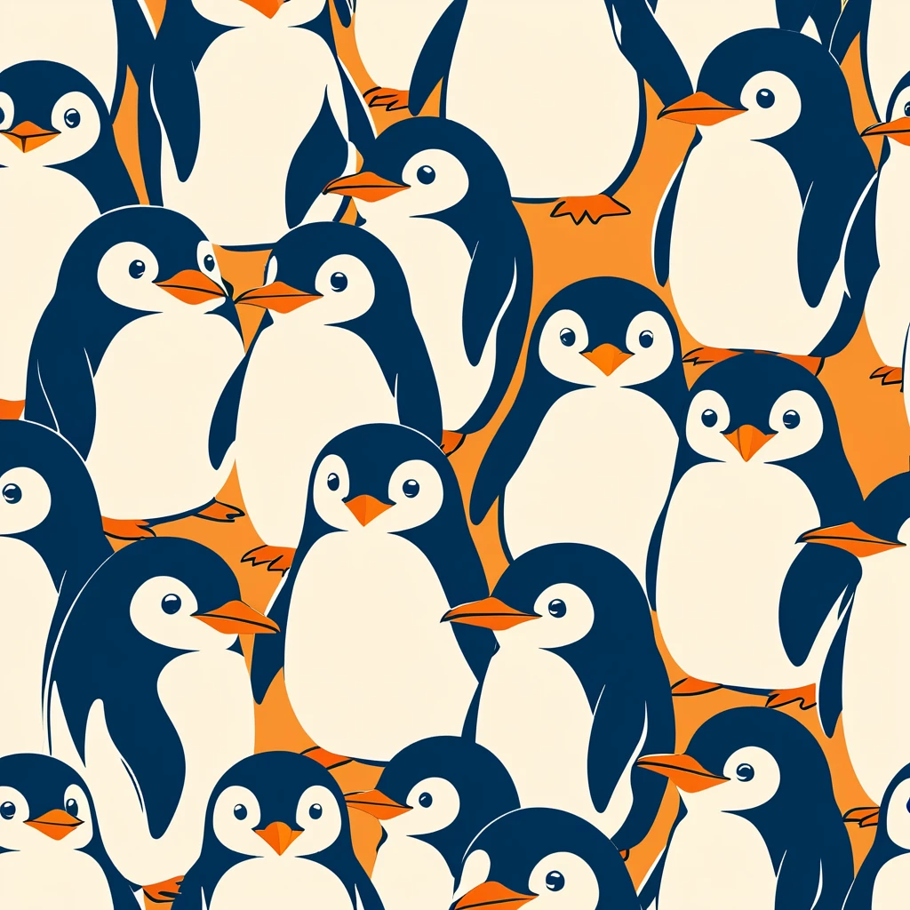 cute penguin, illustration, vector graphics, strong contours