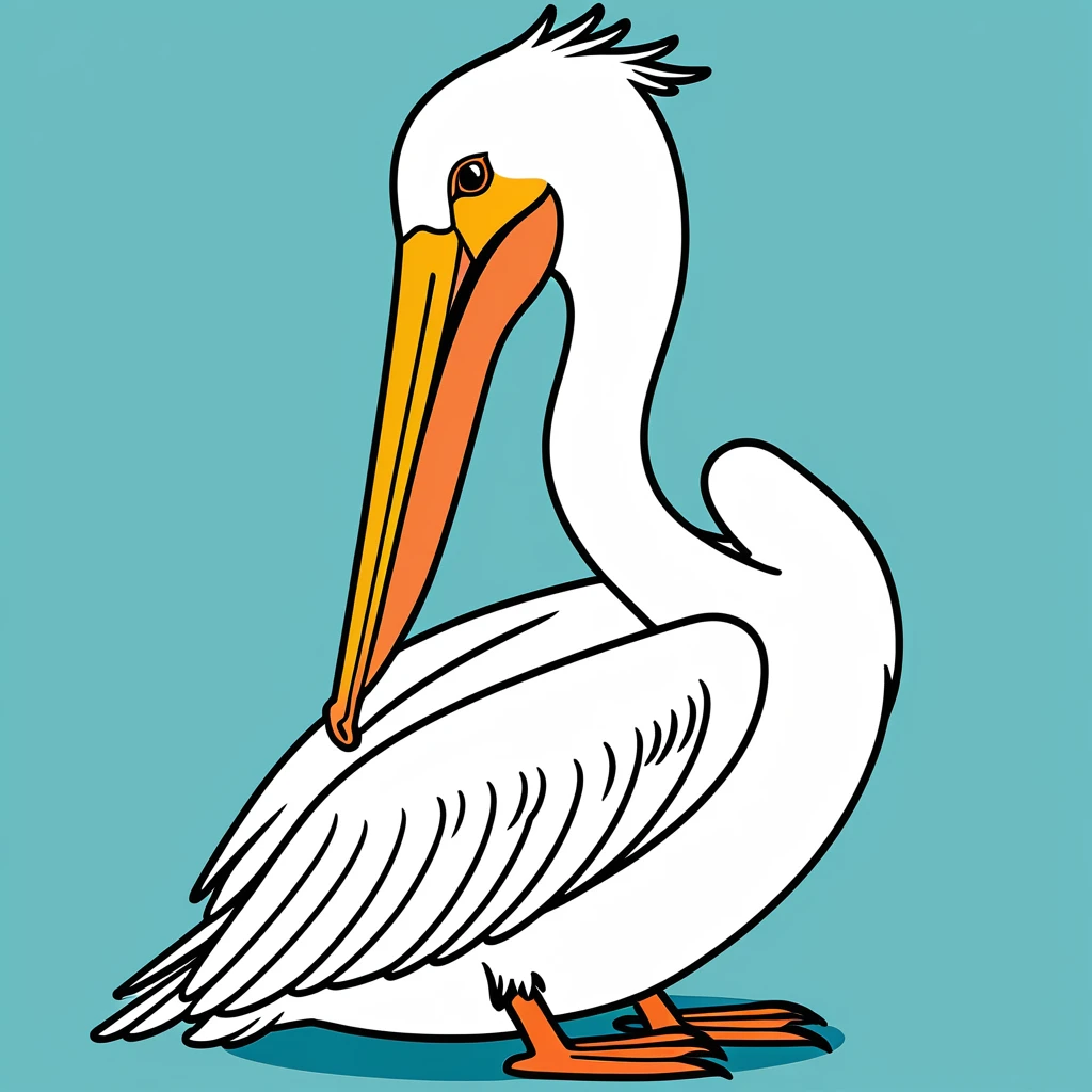 cute pelican, illustration, vector graphics, strong contours
