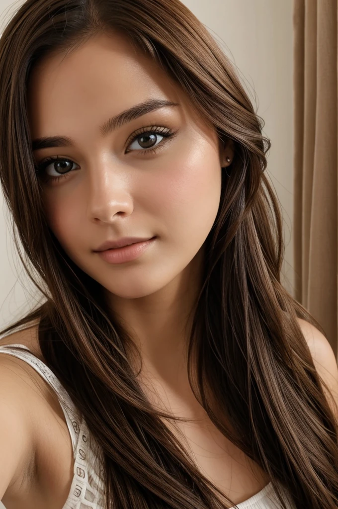young female, Brown hair, realistic, Selfie