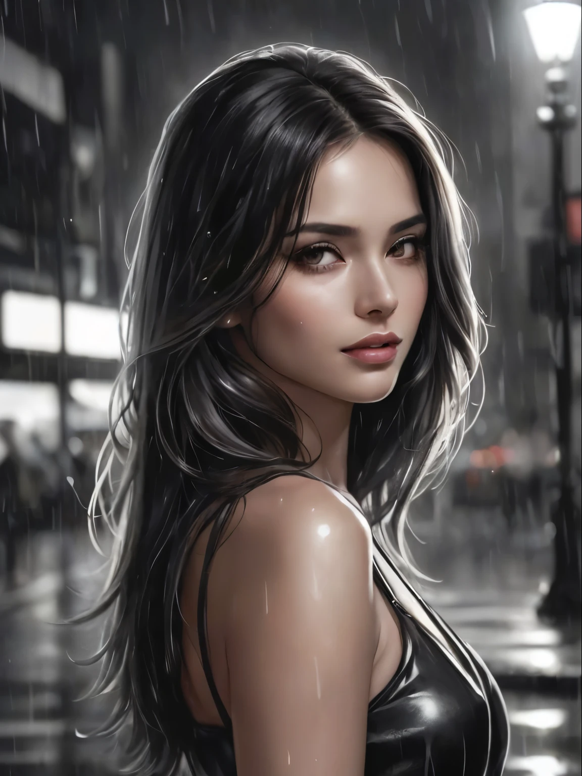 Draw a picture, (photorealistic:1.4), (hyperrealistic:1.4), (realistic:1.3), (smoother tropical sunset lighting:1.05), (increase Fujicolor quality:0.9), (absurd: 1.3), (best quality), (ultra sharp), (She is a phenomenal model, 24 years old), realistic lighting, backlighting, light on face, ray trace, (brightening light:1.2), (Increase quality:1.4), (best quality real texture skin:1.4), finely detailed eyes, finely detailed face, finely quality eyes, Brown sparkling eyes,long eyelashes, Double eyelids, (looking at viewer), slim, well-muscled body, medium ass, very detailed hair, ((light:1.3, dark short ((side swept bangs)), extremely detailed)),
