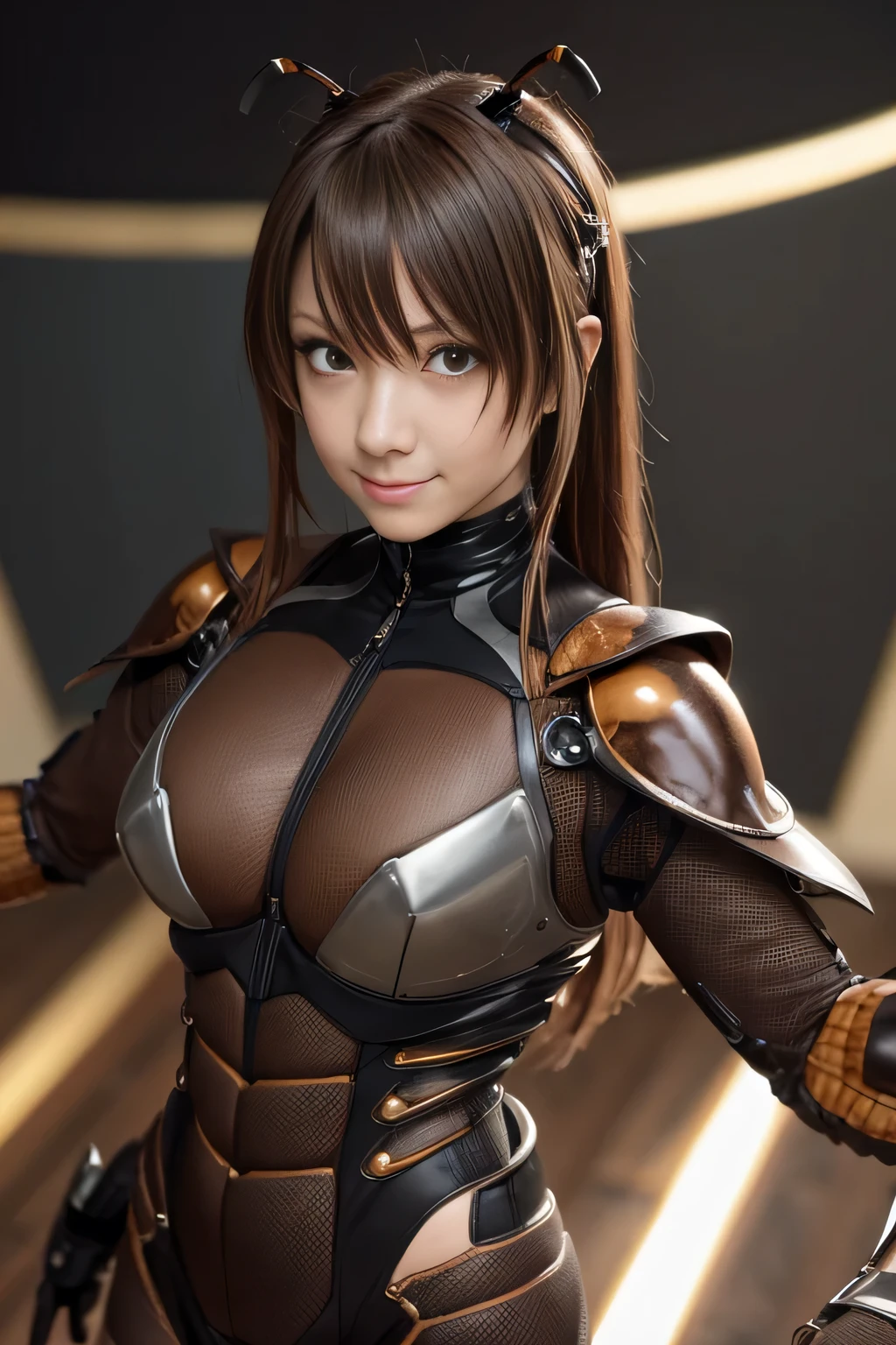 (high resolution,masterpiece,best quality,extremely detailed CG, anime, official art:1.4), realistic, photo, amazing fine details, all intricate, gloss and shiny,awesome many layers, 8k wall paper, 3d, sketch, kawaii, illustration,( solo:1.4), perfect female proportion,villainess, (fusion of dark brown cockroach and lady:1.4), (brown cockroach form lady:1.2), (brown cockroach lady:1.2), (fusion:1.2), (solo:1.4), (evil smile:1.2), muscular, abs, (cockroach brown exoskeleton bio insect suit:1.4), (cockroach brown exoskeleton bio insect armor:1.2), (brown transparency cockroach wing:1.4), (brown cockroach antennae:1.3),