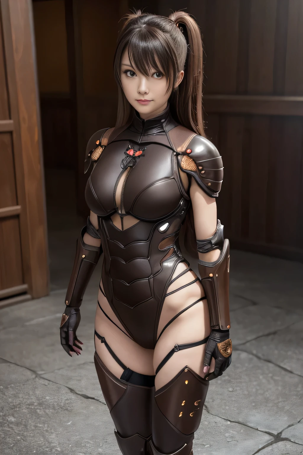 (high resolution,masterpiece,best quality,extremely detailed CG, anime, official art:1.4), realistic, photo, amazing fine details, all intricate, gloss and shiny,awesome many layers, 8k wall paper, 3d, sketch, kawaii, illustration,( solo:1.4), perfect female proportion,villainess, (fusion of dark brown cockroach and lady:1.4), (brown cockroach form lady:1.2), (brown cockroach lady:1.2), (fusion:1.2), (solo:1.4), (evil smile:1.2), muscular, abs, (cockroach brown exoskeleton bio insect suit:1.4), (cockroach brown exoskeleton bio insect armor:1.2), (brown transparency cockroach wing:1.4), (brown cockroach antennae:1.3),