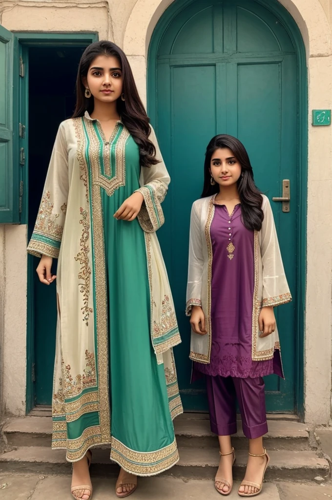 Picture a girl who is 19-20 years old wearing Pakistani clothes and not seeing her fee.