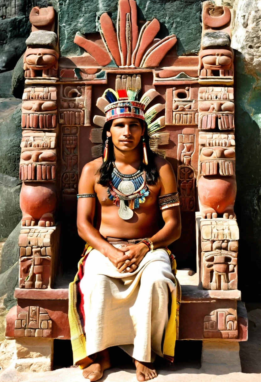 Inca sitting on his throne 