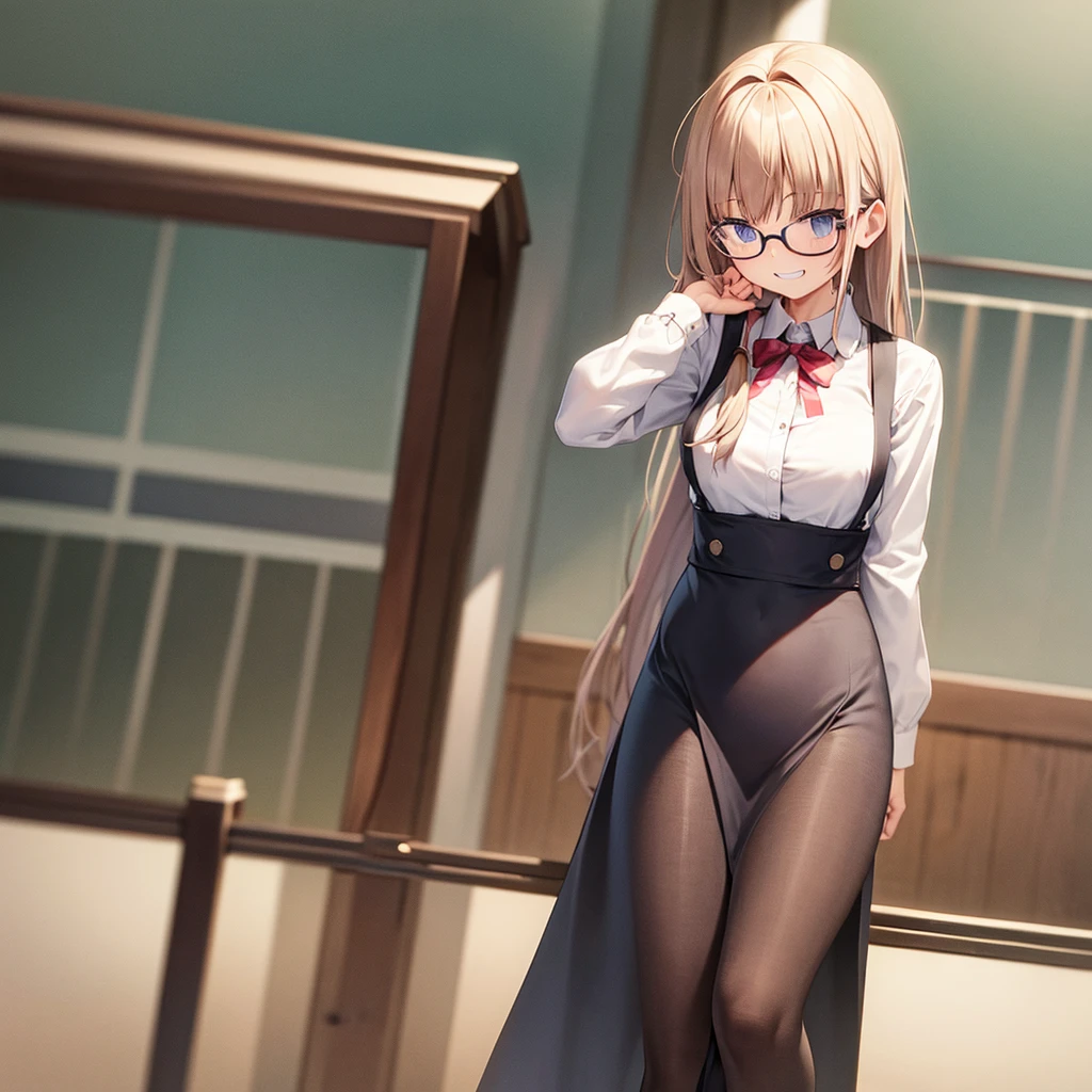 Looking down Round Glasses Open your mouth Grin Embarrassed
