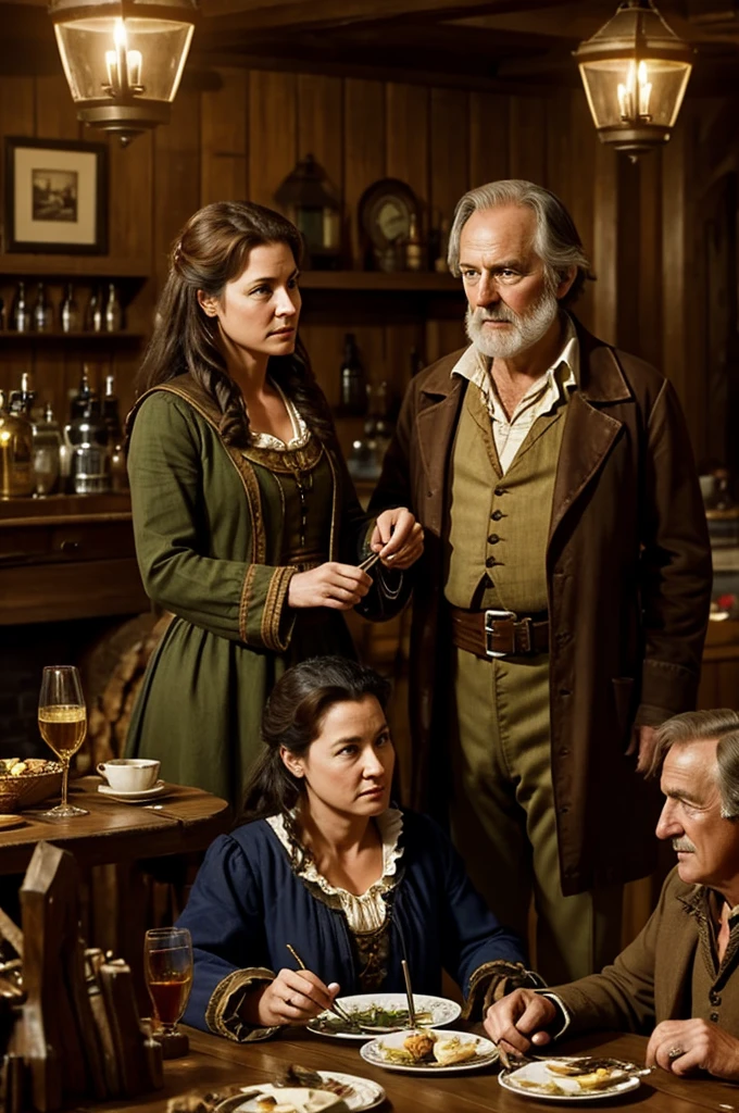 create pictures only (Jim's parents) in the Treasure Island Story when they in Admiral Benbow Inn.