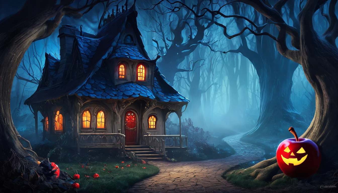 Create a digital artwork for the series 'A Not So Fairytale,' featuring a collection of iconic fairytale characters with a dark twist. Include characters like Red Riding Hood, Snow White, Cinderella, and Hansel and Gretel. Each character should have a slightly eerie or ominous appearance, hinting at the darker side of their stories. Red Riding Hood could have a wary expression, Snow White with a poisoned apple and a shadowy figure in the background, Cinderella with a broken glass slipper, and Hansel and Gretel near a sinister-looking gingerbread house.
The background should be a dark, enchanted forest with twisted trees and mist, creating an eerie atmosphere. Use a color palette that combines the vibrant colors of the characters' clothing with the dark, shadowy hues of the forest. Add subtle, spooky elements like glowing eyes in the shadows, mysterious fog, and eerie lighting to enhance the unsettling mood. The overall composition should evoke a sense of intrigue and suspense, drawing viewers into the twisted world of 'A Not So Fairytale.'"