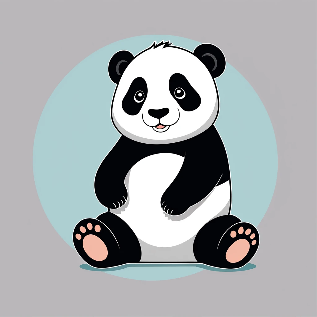 cute panda, illustration, vector graphics, strong contours
