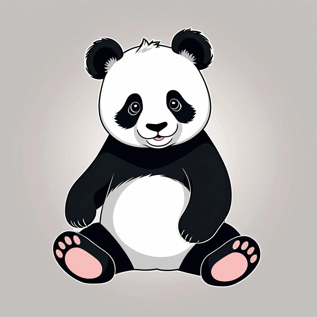 cute panda, illustration, vector graphics, strong contours
