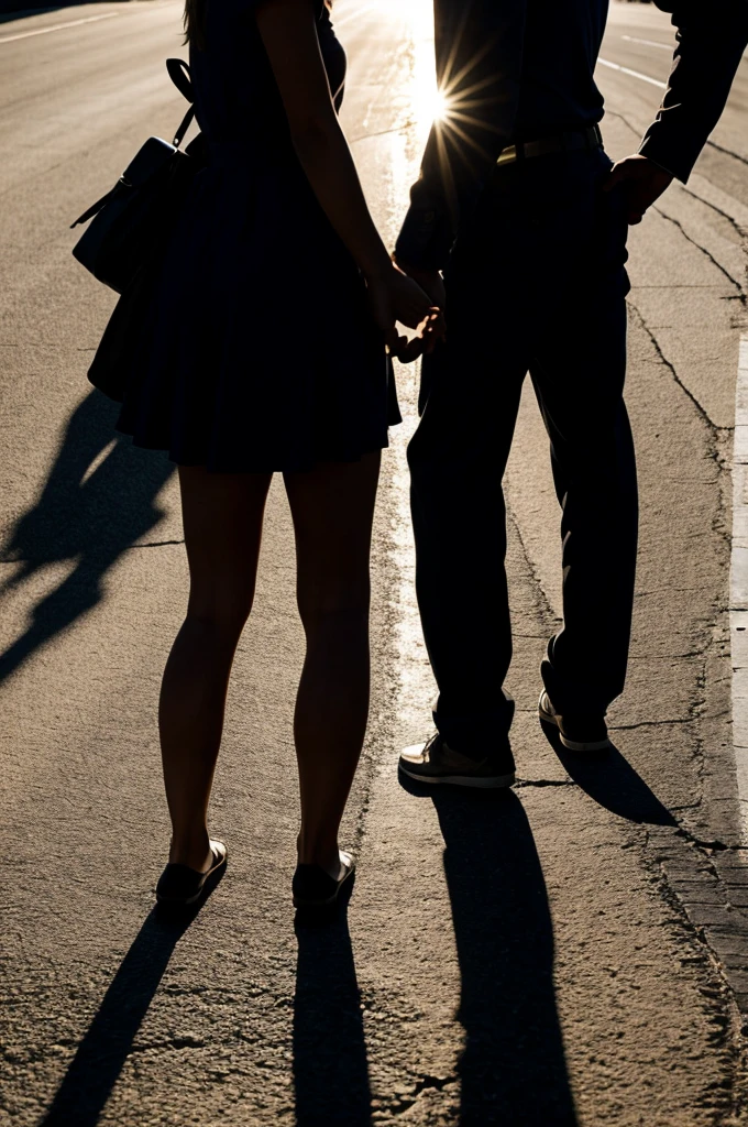 Shadow of a couple holding hands