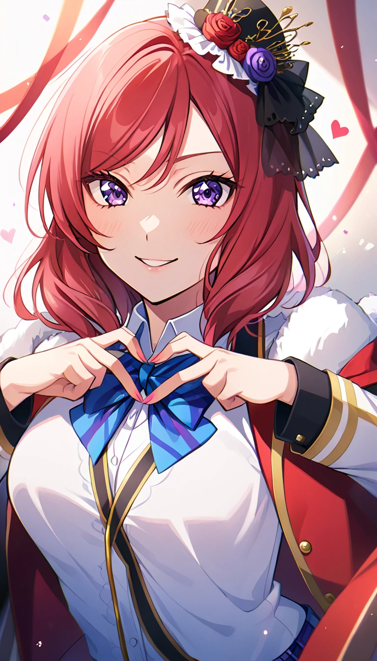 1girl, nishikino maki, upper body, otonokizaka ,id_maki_nishikino,making her heart-shaped hands