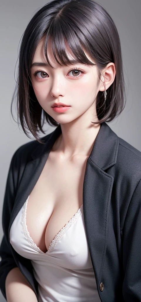 (1 nogizaka girl,15years old face,raw photo,photo realistic:1.5),(best quality, high quality,HDR, highest quality,ultra high resolution,high resolution,high res,ultra high difinition,huge file size,8K,2K wallpaper,8K wallpaper,high quality texture,amazing,an extremely delicate:1.4),one girl, Japanese famous idol,cute face,small face,absurd,ridiculous,incredibly ridiculous,blurry background,(goddess costume,short hair,cleavage,erect nipples,no makeup:1.2),medium skin,beautiful skin,detailed skin,black hair,silky hair,black eyes,Japanese nose,5-fingers,(Light Particles, Lens Flare, Luminous Particles: 0.7),looking at viewer,bright lighting,professional lighting,girl