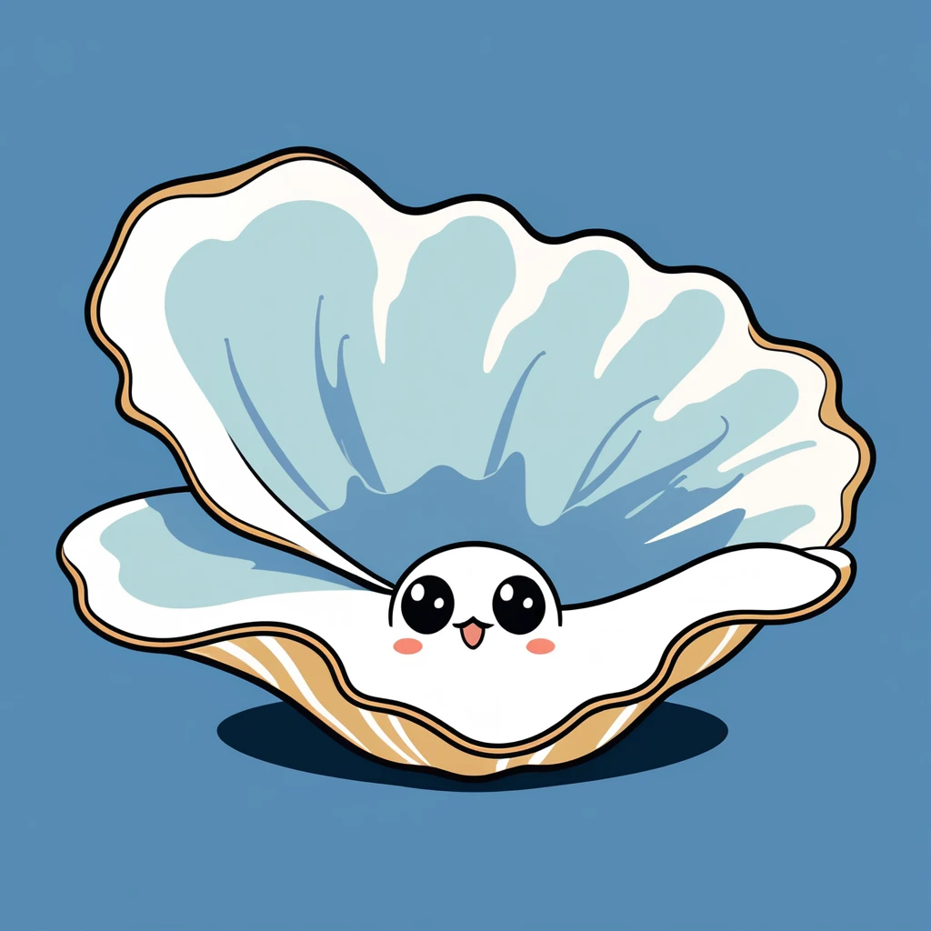 cute oyster, illustration, vector graphics, strong contours
