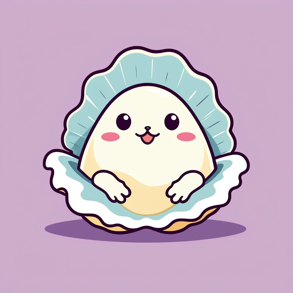 cute oyster, illustration, vector graphics, strong contours
