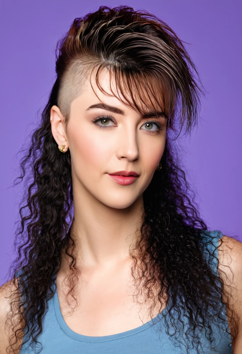 bearded woman with mullet cut