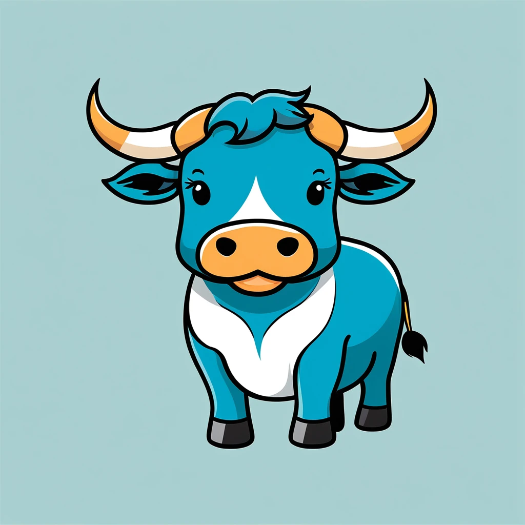 cute ox, illustration, vector graphics, strong contours
