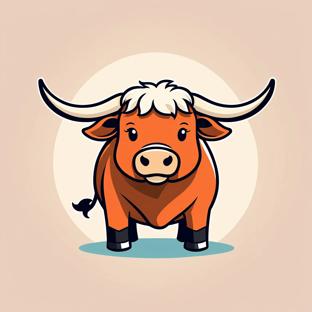 cute ox, illustration, vector graphics, strong contours
