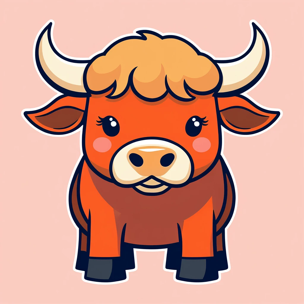 cute ox, illustration, vector graphics, strong contours