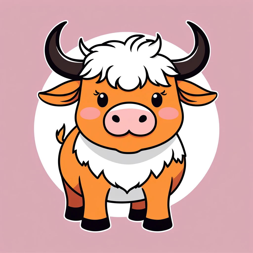 cute ox, illustration, vector graphics, strong contours
