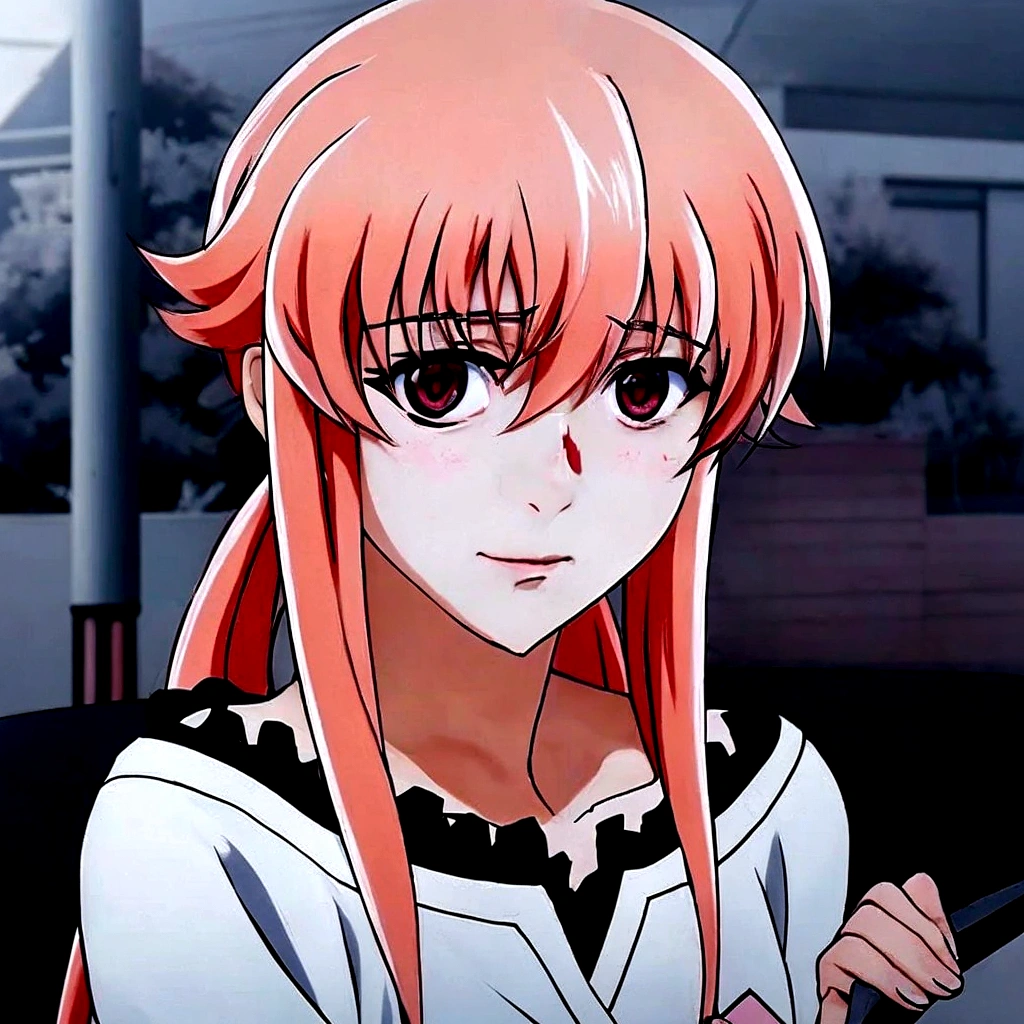 anime girl with pink hair and black and white shirt holding a cell phone, anime visual of a young woman, gasai yuno, gasai yuno, female anime character, anime visual of a cute girl, cel shaded anime, anime character, anime girl named gasai yuno, gapmoe yandere, gasai yuno, as an anime character