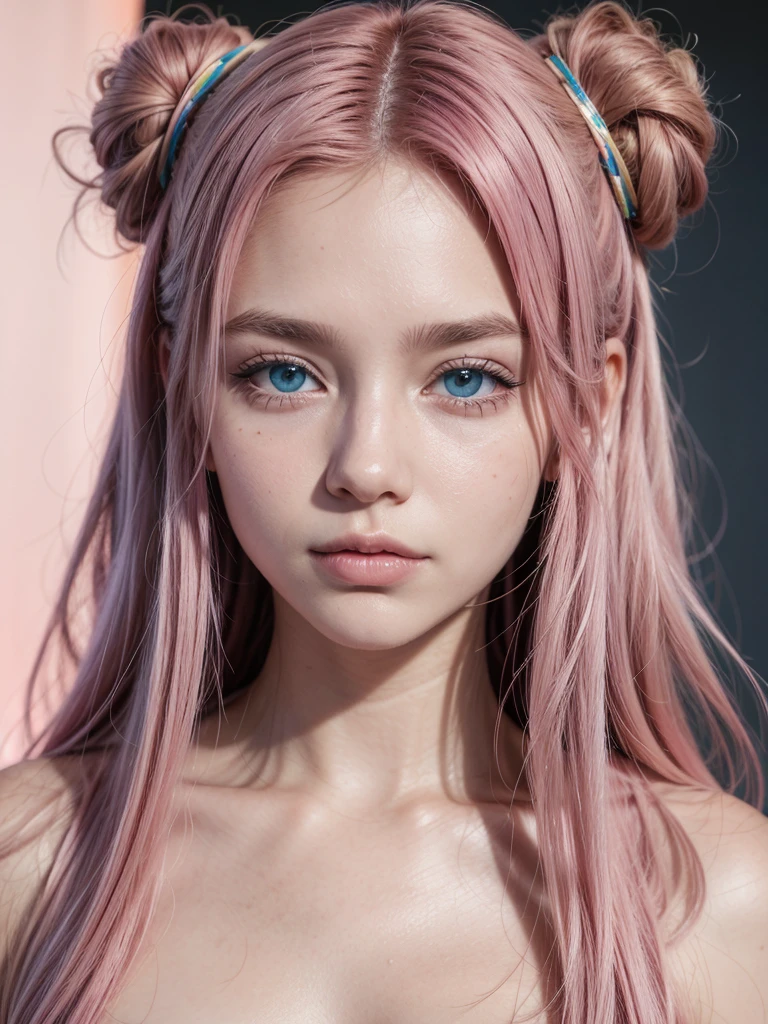 Brazilian, 20 year, role model, pink hair and blue eyes