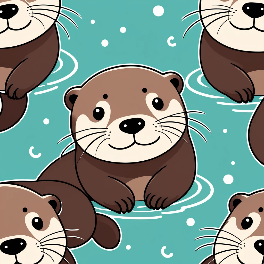 cute otter, illustration, vector graphics, strong contours