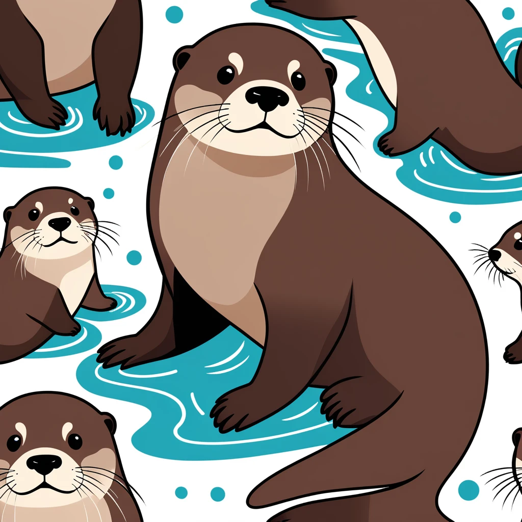cute otter, illustration, vector graphics, strong contours