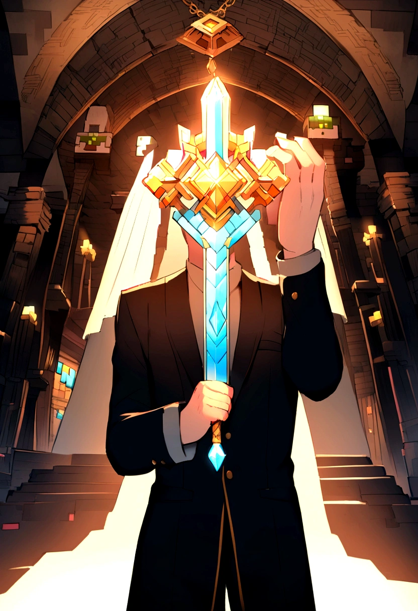 minecraft steve 2d, Holding the diamond sword in my hand