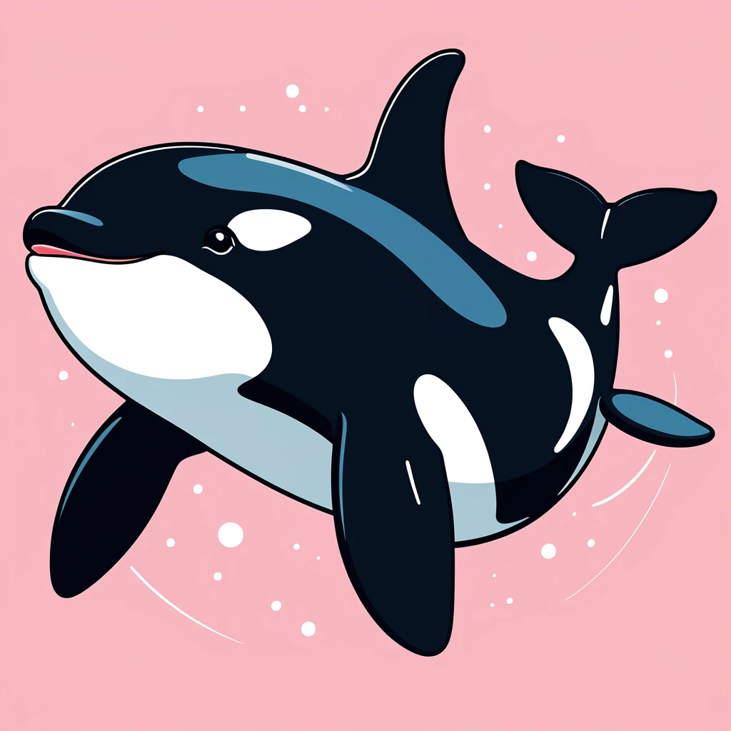 cute orca, illustration, vector graphics, strong contours