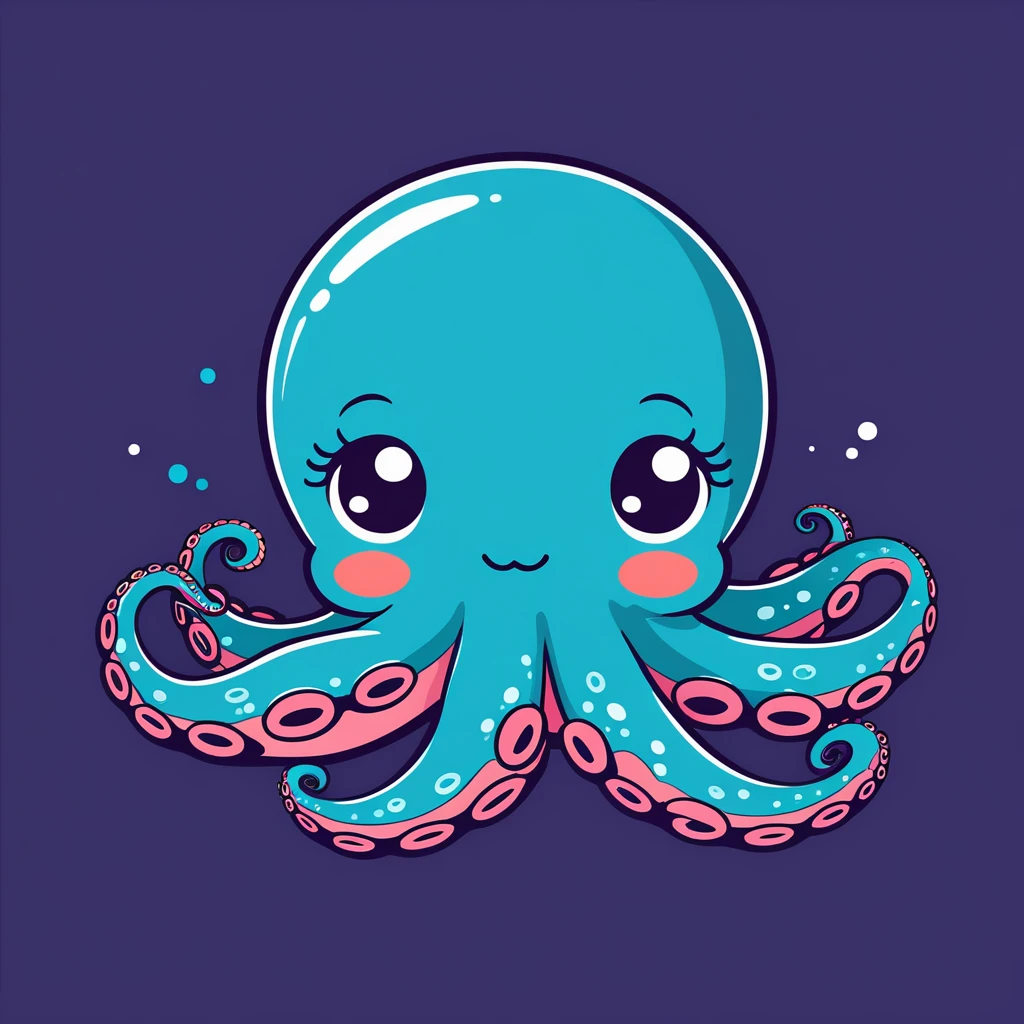 cute octopus, illustration, vector graphics, strong contours
