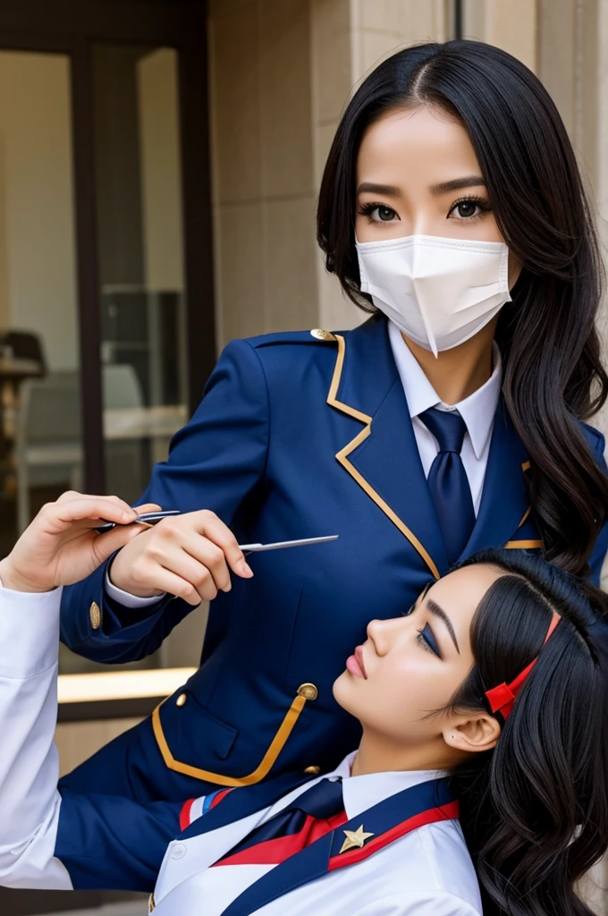 Uniform cosplay, cum on face