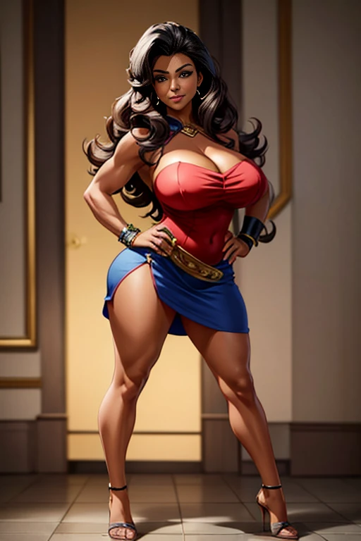 a cartoon of a woman with a very large chest and a very large chest, cartoon art style, cel - shaded art style, urban girl fanart, valkyrie style character, unrealistic character concept, full body portrait of a short one!, Enchanted Sexy Look, digital art. @mariomaniacdude, inspired by Izzy Medrano, shaded cel:15, 8k