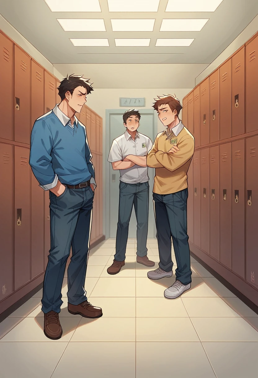 A muscular man with a big cock Publicly masturbing in the changing rooms, public, risky, exhibitionism, caught, people in the background
