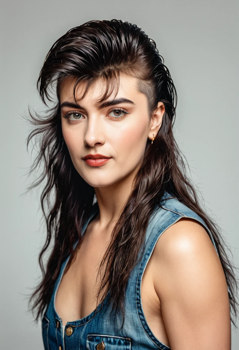 bearded woman with mullet cut