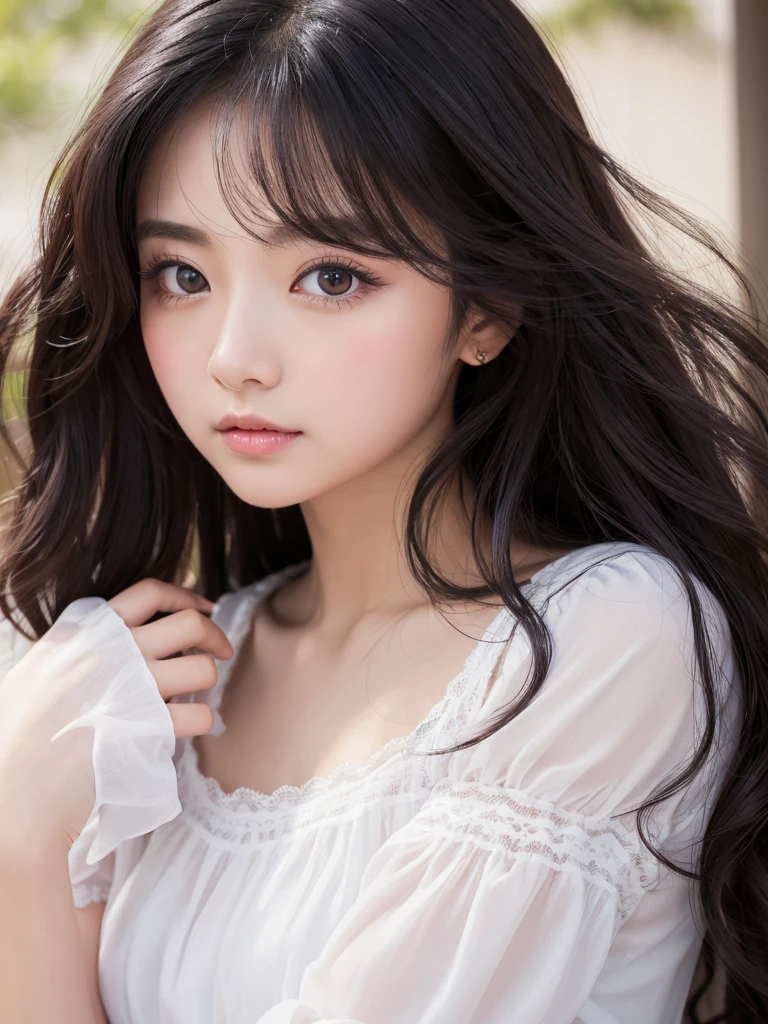 best quality, face focus, soft light, ultra high res, (photorealistic:1.4), RAW photo,
1japanese girl, solo, cute, (pupil, lights in the eyes),  detailed beautiful face, (small chest),(high resolution detail of human skin texture),
(long hair),
indoor,
Damask Shirt Dress,
(portrait)