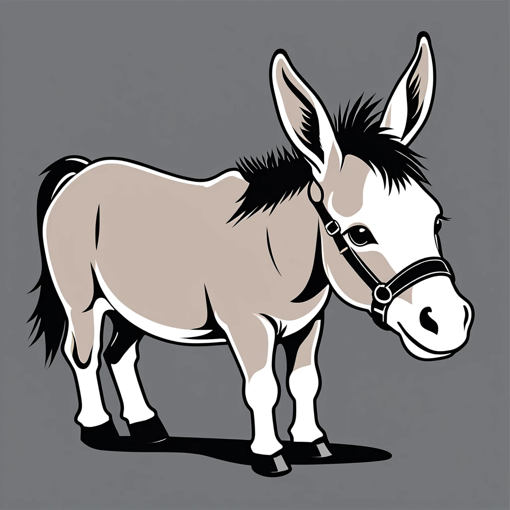 cute mule, illustration, vector graphics, strong contours