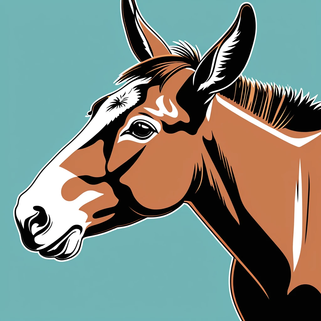 cute mule, illustration, vector graphics, strong contours