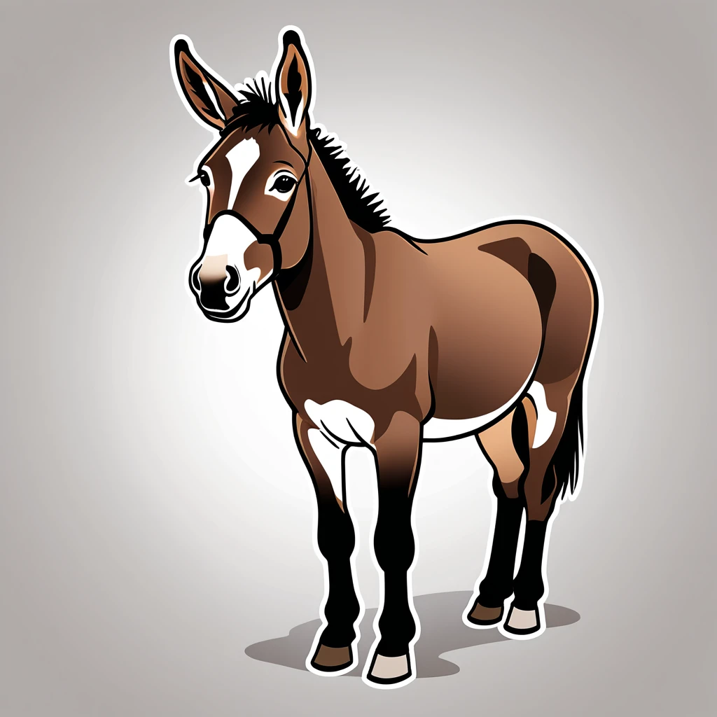 cute mule, illustration, vector graphics, strong contours