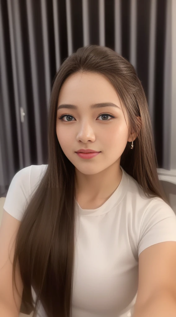 Beautiful big breastokeh), indoors, detailed luxury living room, gentle and charming beautiful goddess, Korean(kpop-idol), solo, necklace, oval face, double eyelids, smart, good hands, good feet, Natural, (from below angle), (glossy skin:1.05), ((low angle)), Perfect figure, (64k, UHD, RAW photo, best quality, masterpiece:1.4), (realistic, photo-realistic:1.37), ultra high res, photon mapping, radiosity, physically-based rendering, professional soft lighting, blue eyes, purpel hair