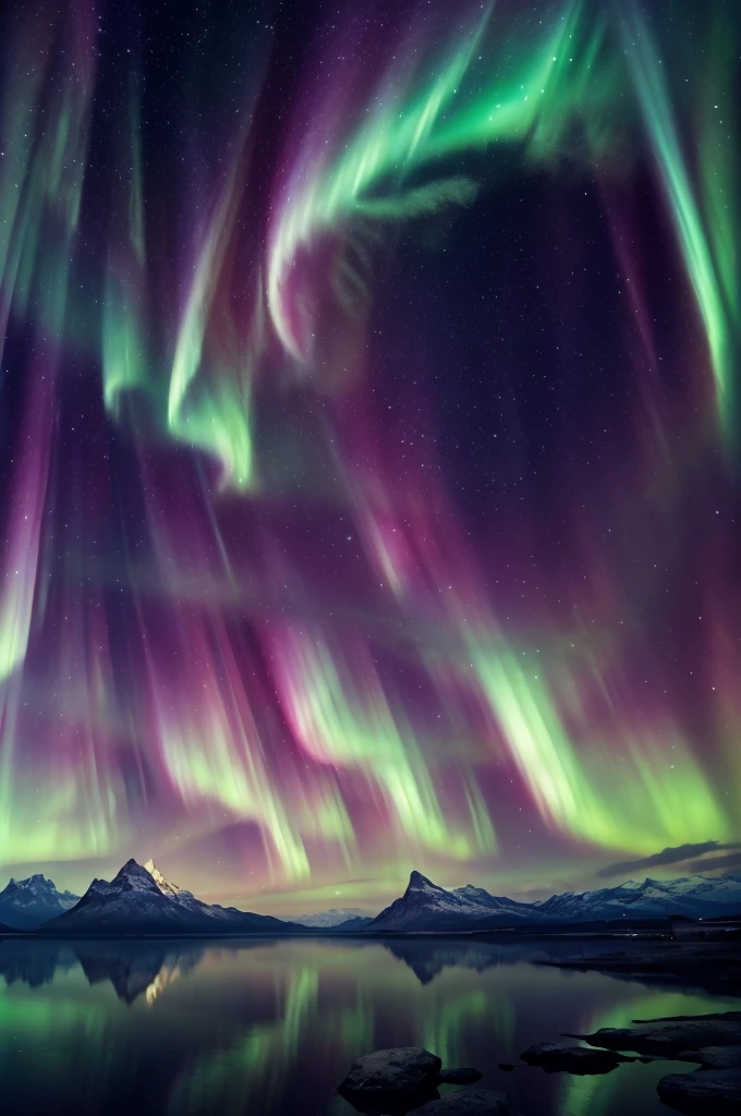 (masterpiece:1.3), (best quality:1.1), (8k, ultra detailed, ultra high res:1.2), anime style, aurora, Fantastical Aurora Display, 