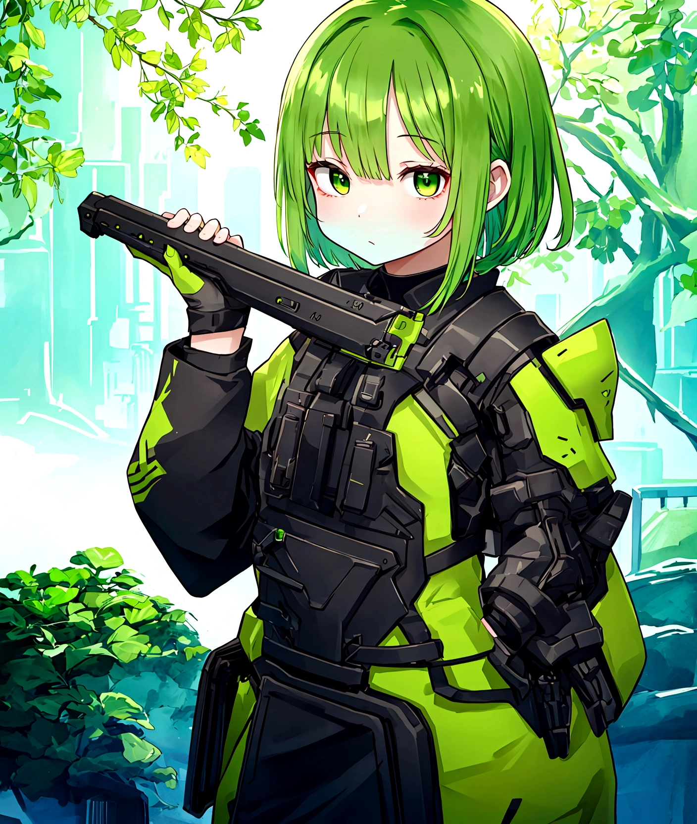 One person、A  with green skin, Young