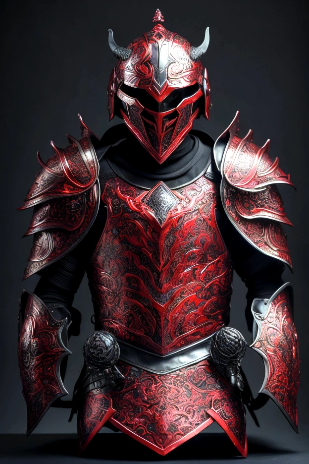 (masterpiece), best quality, boy, menacing boy, black obsidian armor, black obsidian helmet with red eyes, short bright red hair, glowing hair, eyes with a red aura, holding a black sword with a red aura, a red aura surges around him, His hair is rising from the red power, short hair, helmet around the entire head, obsidian armor, Aggressive patterns and bright reds on the black armor, a red aura around it